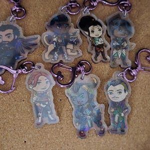 Dragon Age Veilguard Companion Inspired Holographic Keychains