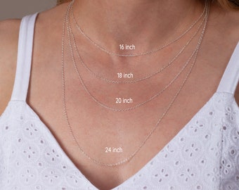 Sterling Silver Chain Necklace - Fine Chain Option of Sizes - 16" 18" 20" 24" - Dainty cable Chain in Recycled Silver