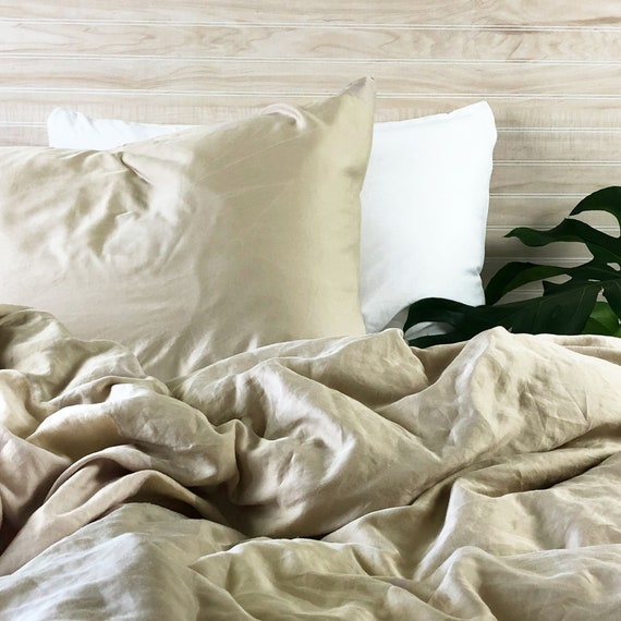 Cubre almohada de seda de bambú beige