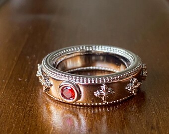 Castle Ring，Red Blue Gemstone Ring, Couple ring