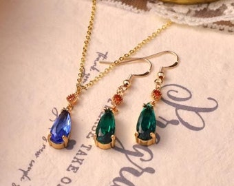Christmas gifts,cosplay necklace,crystal necklace,howls moving castle,howls necklace,howl earrings,Howl Castle Jewelry,Howls Earrings,Anime