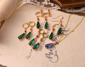 howls moving castle,Christmas gifts,cosplay necklace,crystal necklace,howls necklace,howl earrings,Howl Castle Jewelry,Howls Earrings,Anime