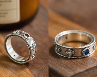 Handmade,Howls ring inlaid with shiny diamonds All-over sterling silver couple rings S925 silver，Environmental friendly,