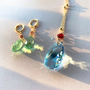 Austrian Crystal a set 14k gold howl necklace howls earrings,shipping from USA pineapple earrings