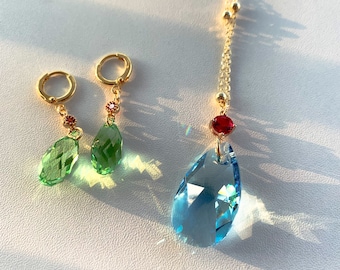 Austrian Crystal a set 14k gold howl necklace howls earrings