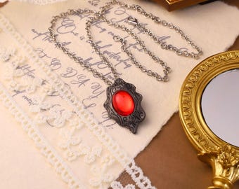 Dante Vergil red crystal pendant necklace, Gamer gift,DMC cosplay jewelry,Devil May Cry Dante perfect amulet, anime,anime necklace