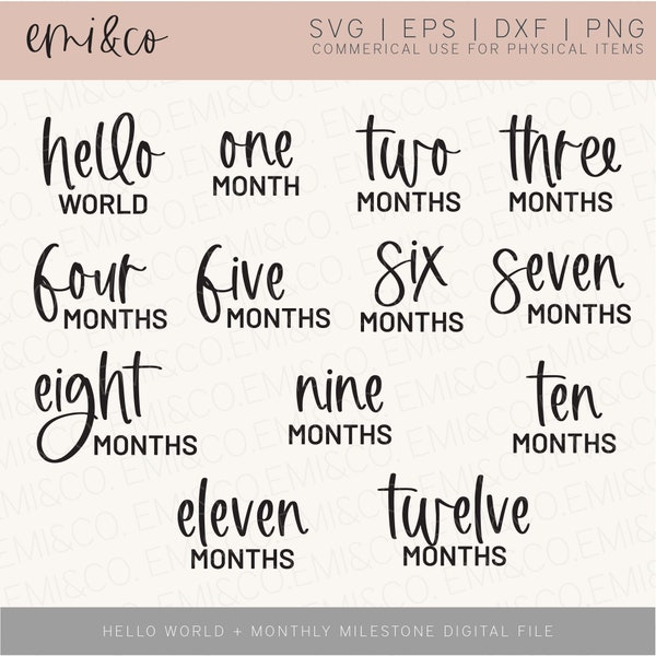 Baby Milestone SVG, Acrylic Round, Monthly Milestone SVG, Cricut, Hello World SVG