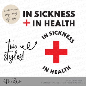 In Sickness and In Health SVG, Wedding SVG, Party Favor, Bachelorette  Party Favor SVG
