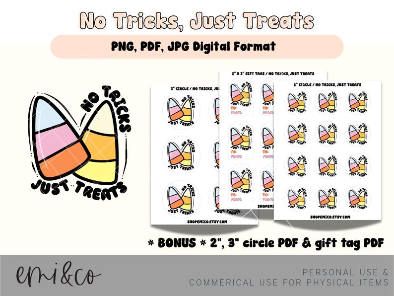 Halloween Candy Corn Printable Tags & Stickers | No Tricks Just Treats ...