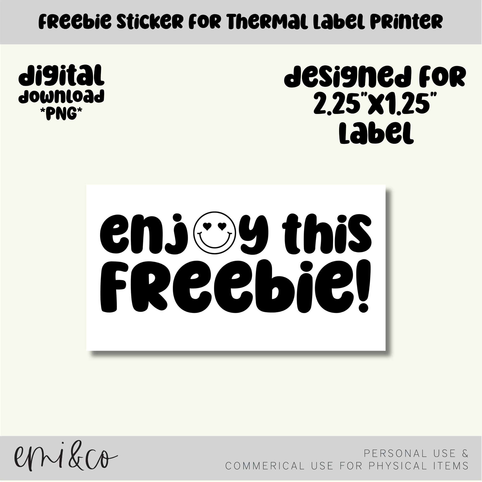 Enjoy This Freebie PNG, Freebie Sticker, Thermal Printer Label, Sticker Etsy