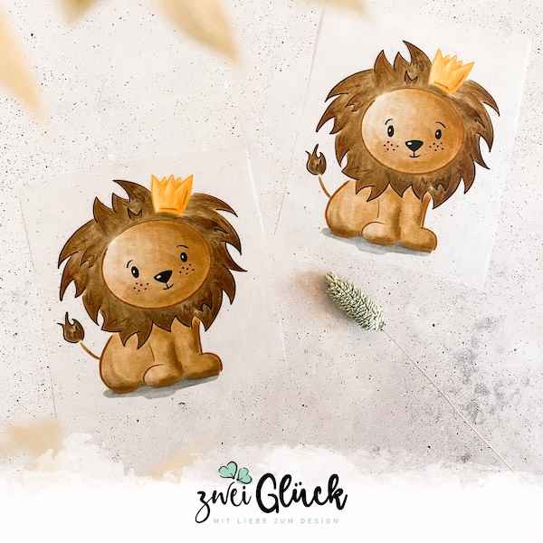 Iron-on picture "Lion with Crown" for children | Iron-on patches | Iron-on textile stickers | Iron-on patch | Iron-on motifs for children