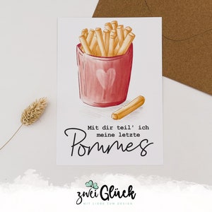 Postcard "I share my last fries with you" A6 | Funny greeting card | Card for couples | Postcard for friends | Anniversary card