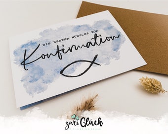 Konfirmationskarte A6 | Glückwunschkarte zur Konfirmation | Klappkarte Konfirmation mit Umschlag | Karte Konfirmation Glückwünsche