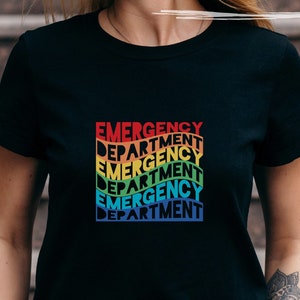 Emergency Department Room T-Shirt Rainbow Pride Month ED Nurse ER RN Trauma Unit Urgent Care Adult Unisex Short Sleeve Tee Appreciation GIft