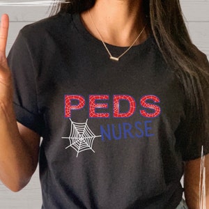 Pediatric Nurse RN Tee Spider Peds T-Shirt Pedi RN Pediatric Intensive Care Unit Pediatrician Office Superhero Tee Unisex Short Sleeve Tee