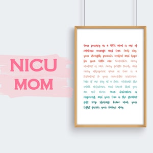 NICU ママ 新生児集中治療室 印刷可能な励ましアート インスタントデジタルダウンロード 完璧なギフトアイデア プリントサイン マイルストーン記念品
