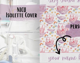 Personalized NICU Neonatal Intensive Care Unit Incubator Blanket Cover Pink Fairy Princess Castle Minky Giraffe Isolette Preemie Baby Gift