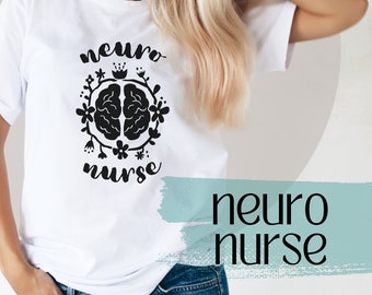 Neuro enfermeira camiseta neurologia unidade de cuidados intensivos unidade de cuidados intensivos neurociência rn pessoal cuidados críticos rn apreciação presente manga curta camiseta