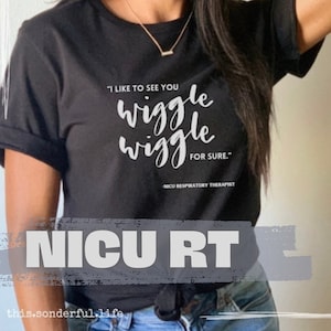 Camiseta para terapeuta respiratório NICU Unidade de terapia intensiva neonatal RT Apreciação Ideia de presente RRT Vestuário de transporte de trabalho Unissex camiseta de manga curta