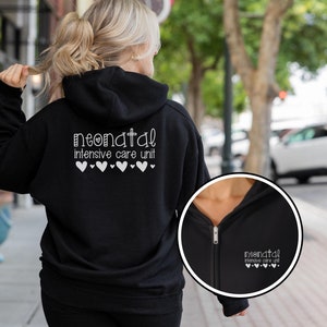 NICU Neonatal Intensive Care Unit Zip Up Hoodie Nurse RN Gift Respiratory Therapist RRT Jacket Full Zipper Hooded Sweatshirt Adult Unisex