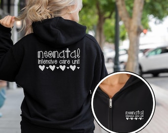 NICU Neugeborenen-Intensivstation Reißverschluss Hoodie Krankenschwester RN Geschenk Atemwegstherapeut RRT Jacke Vollreißverschluss Kapuzen-Sweatshirt Erwachsene Unisex