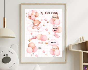 Printable Pink My NICU Family Certificate Sign Neonatal Intensive Care Unit Staff Signatures Keepsake Graduate Download & Print Milestone