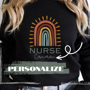 Personalized Nurse Crewneck Sweatshirt Custom Name RN Sweater  Perfect gift for Registered Nurse Graduate Customized Pullover Sweatshirt