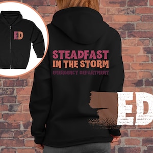 Emergency Department Zip Up Hoodie Emergency Room Nurse RN Gift  Respiratory Therapist RRT Zipper Hooded Sweatshirt Jacket