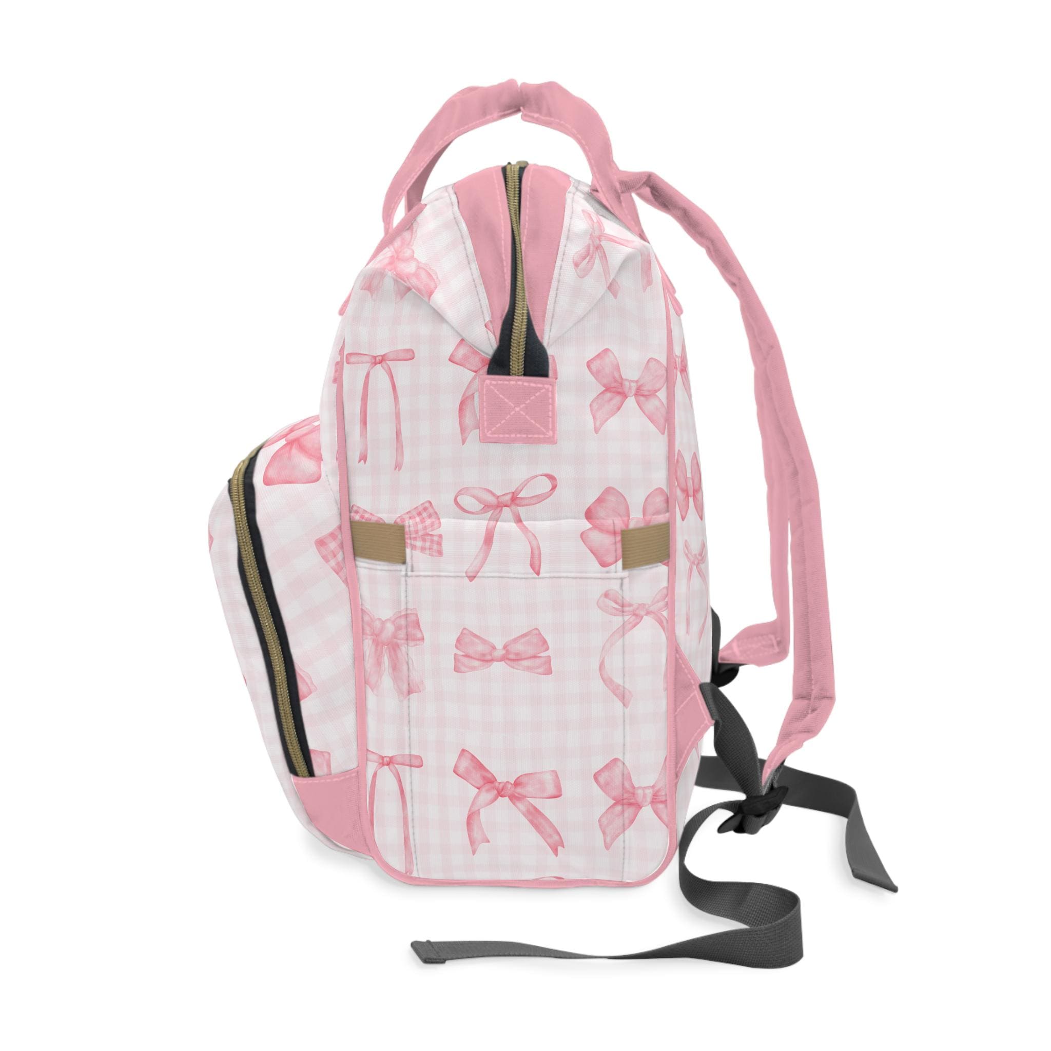Coquette Diaper Backpack Bag Pink Ribbon Bows Gingham Multi purpose Girly Coquettecore Everyday Travel Backpack Diaper Tote Baby Gear Etsy UK