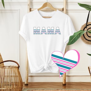 Striped Hospital Receiving Blanket Mama Short Sleeve T-Shirt New Mom baby shower gift idea Newborn Baby Blankie Tee Labor Delivery Room