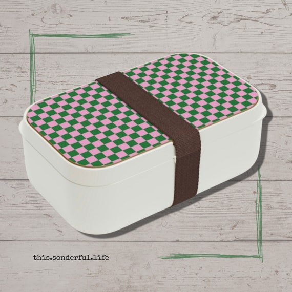 Pink Checkerboard Bento Box Lunch Kit