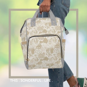 Baby Diaper Backpack Bag Floral Neutral Boho Multi-Purpose Vacation Travel Bag Everyday on-the-go Trendy Versatile Diaper Tote & Baby Gear