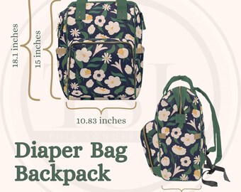 Checkered Baby Diaper Backpack Bag Tan Checkerboard Dark Blue Trim