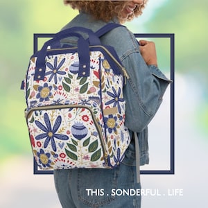 Baby Diaper Backpack Bag Floral Multi-Purpose Flower Vacation and Travel Bag  Everyday on-the-go Trendy Versatile Diaper Tote & Baby Gear