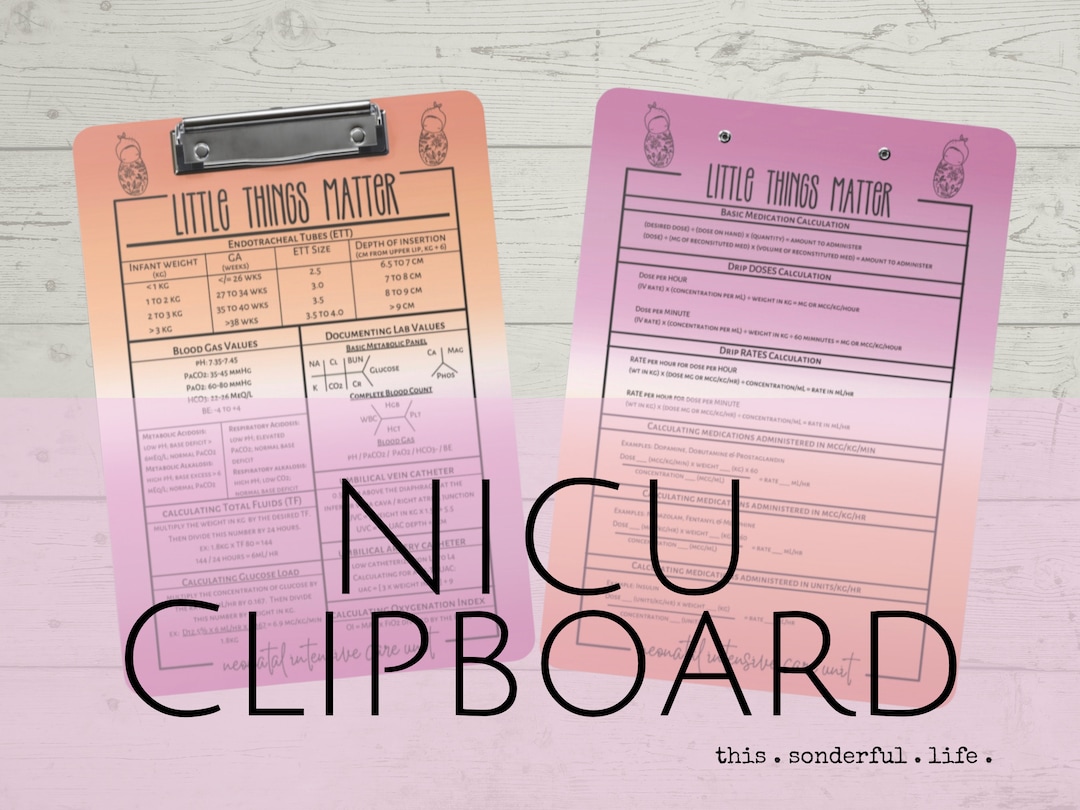 Neonatal Intensive Care Unit Clipboard / NICU RN Resources / Etsy