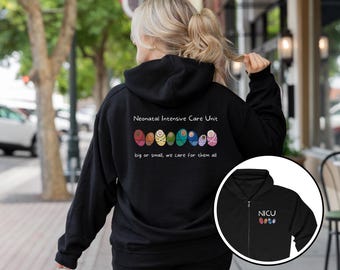 NICU Neonatale Intensive Care Rits sweatshirt met capuchon verpleegkundige cadeau ademhalingstherapeut met capuchon met volledige ritssluiting waardering aanwezig