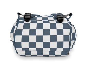 Checkered Baby Diaper Backpack Bag Dark Navy Blue Checkerboard