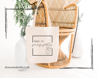 Breastmilk Pumping Bag Probably just pump parts Canvas Tote Breast Storage Organized Mom Cotton Reinforced Handles Shoulder Length Handle