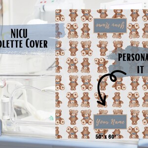 Gepersonaliseerde NICU teddybeer couveuse isolethoes nertsdeken neonatale intensive care giraf bruine en blauwe knuffels babycadeau