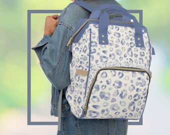 Zaino porta pannolini per neonati con stampa leopardata, multiuso, per tutti i giorni, con stampa animalier, zaino da viaggio per le vacanze, versatile borsa porta pannolini e accessori per neonati