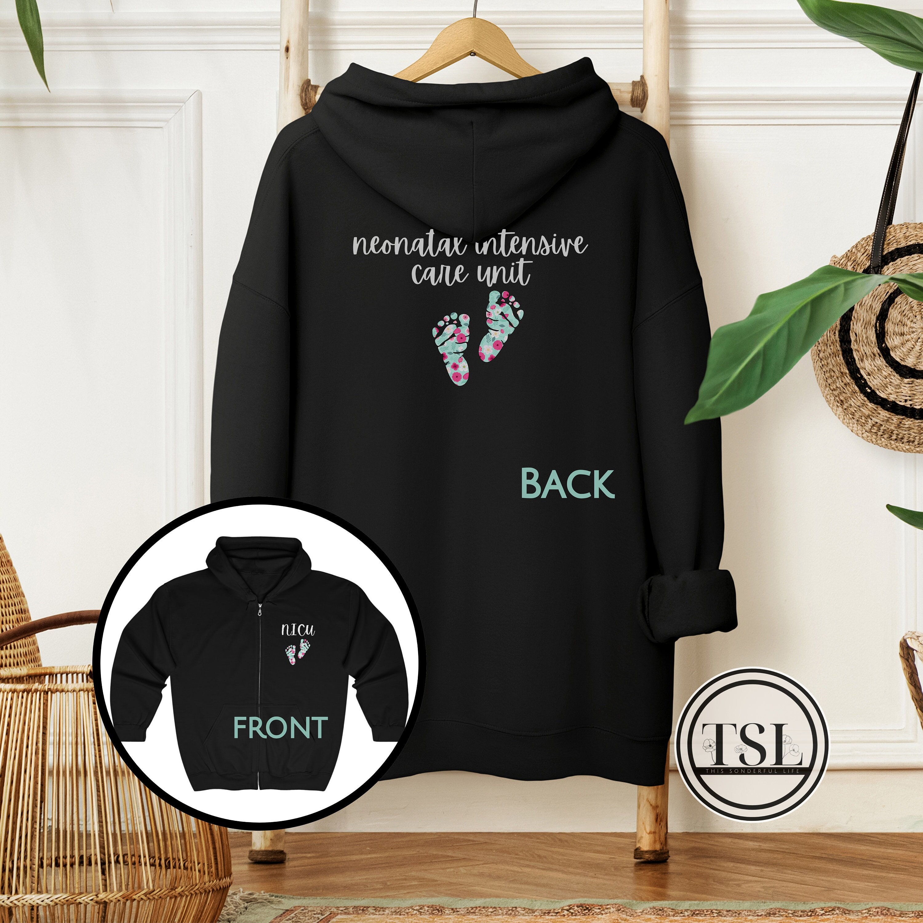 NICU Zip up Hoodie Neonatal Intensive Care Unit Hooded Sweatshirt 
