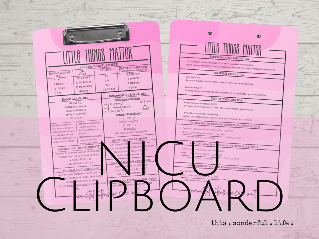 Neonatal Intensive Care Unit Clipboard / NICU RN Resources / Etsy