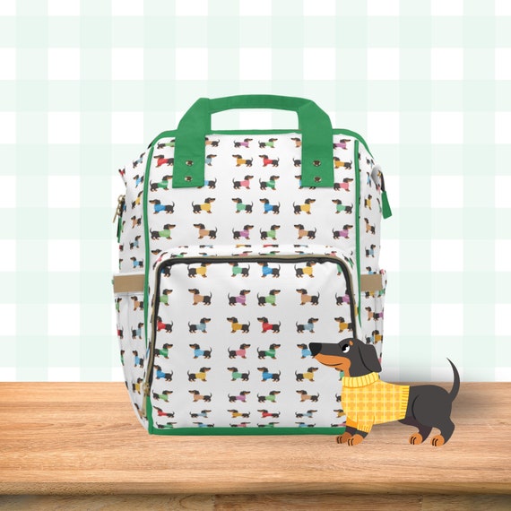Baby Diaper Backpack Bag Dachshund Dog Print Multi purpose Wiener Sausage Hotdog Dog Backpack Vacation Travel Backpack Diaper Tote Baby Gear Etsy UK