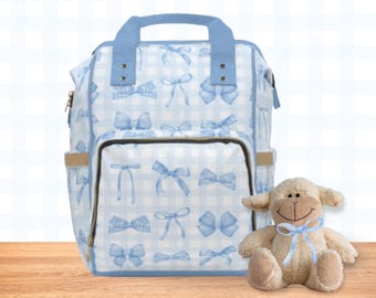 Coquette babyjongen blauwe strikken pastel multifunctionele luiertas alledaagse rugzak vakantie reisrugzak luiertas en babyspullen