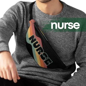 Nurse RN Work Bag Fanny Pack Patient Transport Crossbody Graduate Nurse Appreciation Gift Accessory Tool Med Organizer Retro Rainbow Trendy