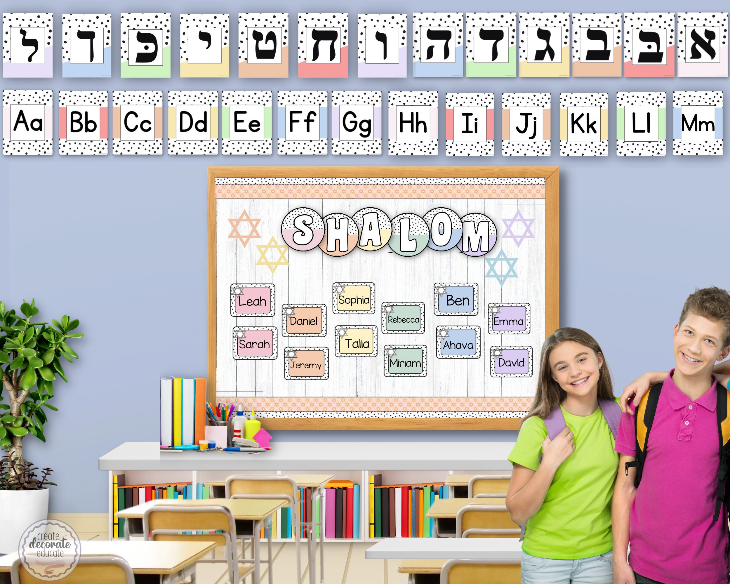 Hebrew Alphabet Posters | Jewish Classroom Decor | Judaica Wall Art ...