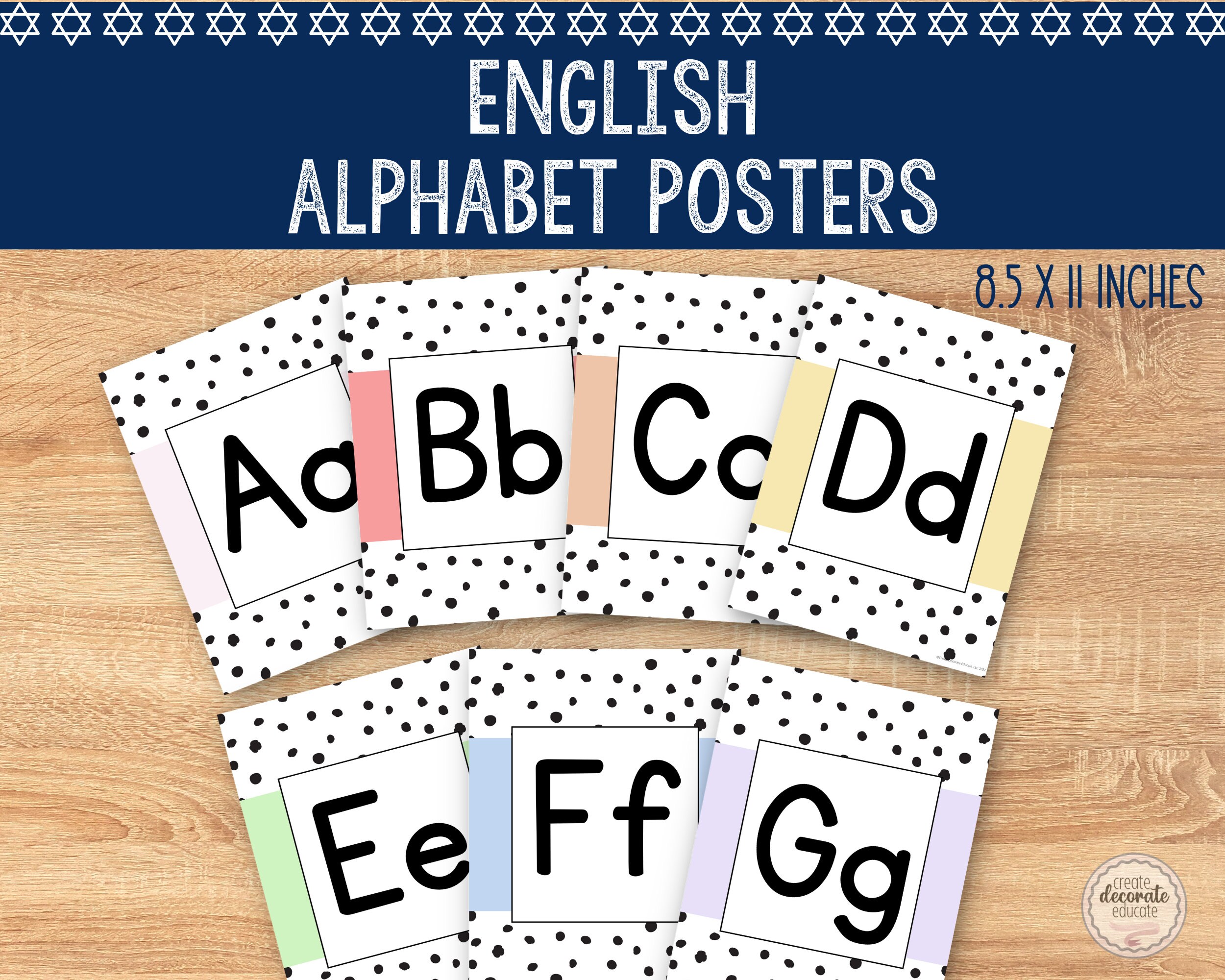 Hebrew Alphabet Posters | Jewish Classroom Decor | Judaica Wall Art ...