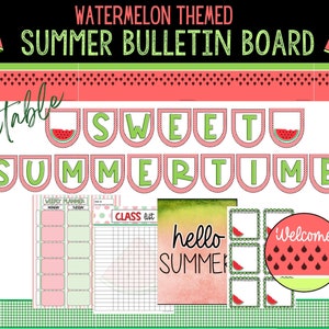 Summer Bulletin Board Bundle | Watermelon Themed Bulletin Board | Printable | Instant Download | Classroom Decor