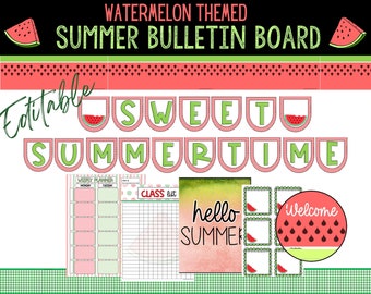 Summer Bulletin Board Bundle | Watermelon Themed Bulletin Board | Printable | Instant Download | Classroom Decor