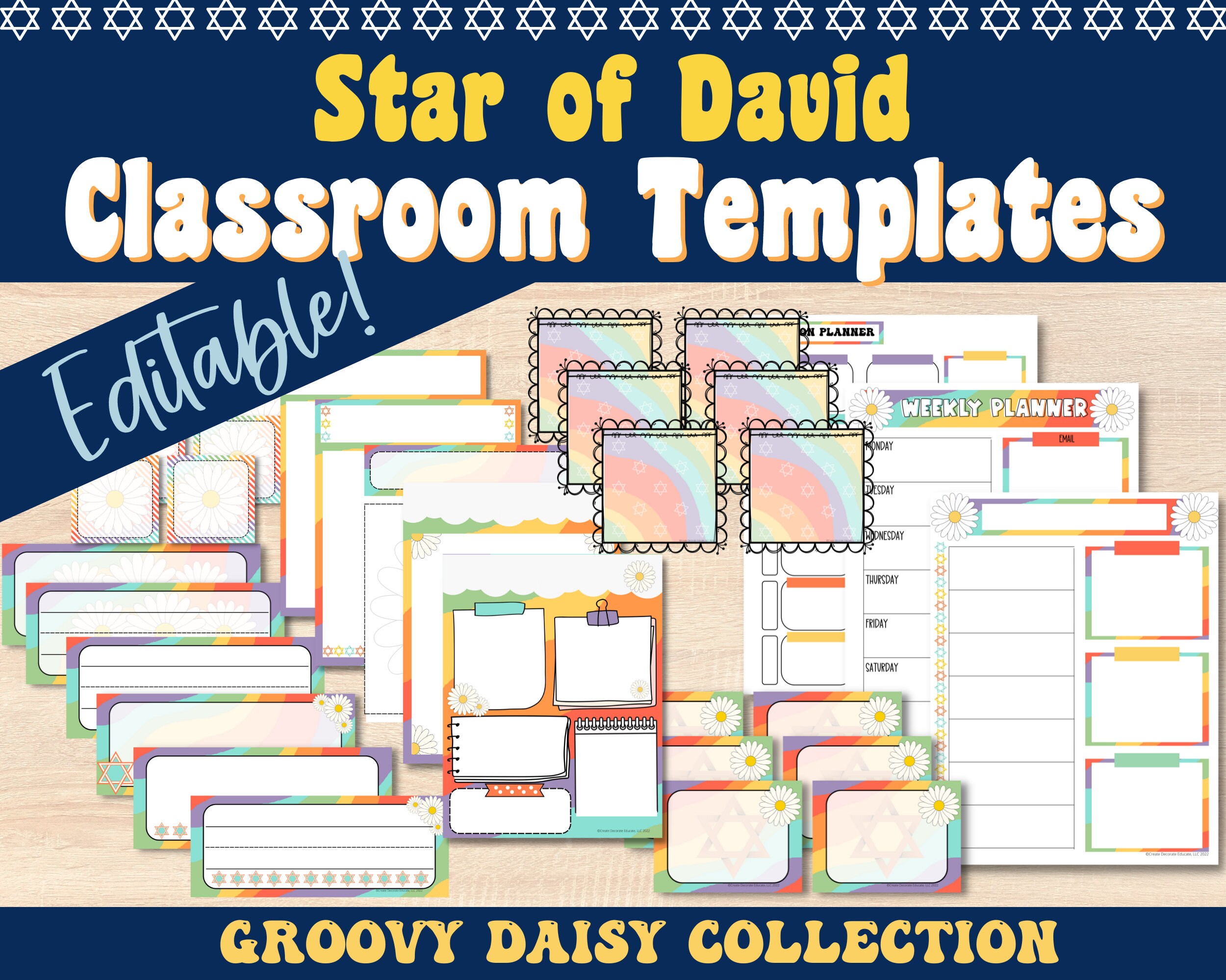 Jewish Classroom Editable Templates | Printable | Hebrew School Teacher ...